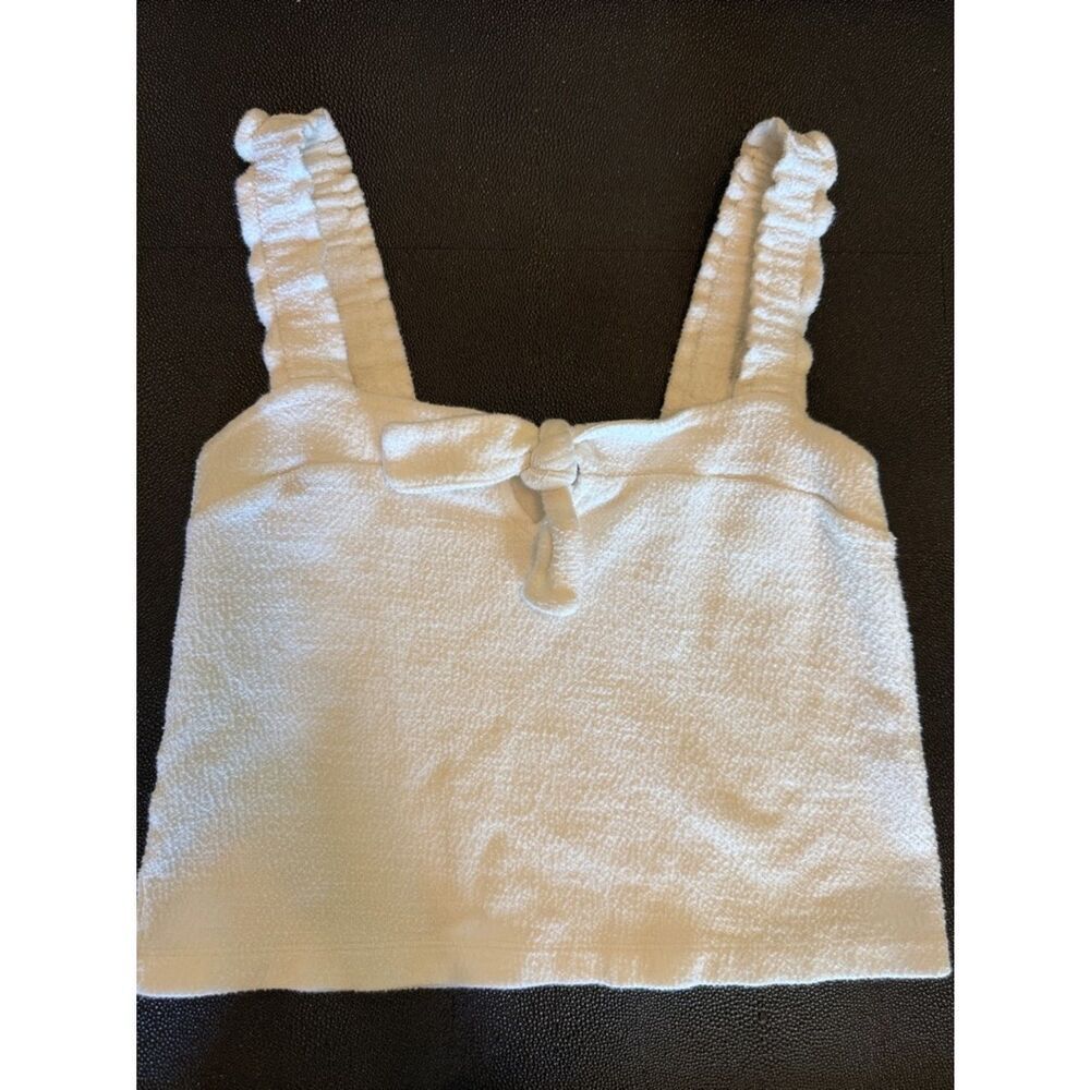 Madewell White Terry Tie-Front Crop Tank Top wide Straps size XS
